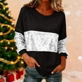 thumbnail image 2 of UTSJKR Women Raglan Sleeve Shirt Casual Trendy Sequin Sparkly Crewneck Sweatshirts Fashion Color Contrast Pullover Tops Black L, 2 of 8