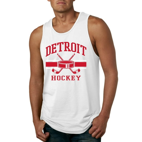 Wild Bobby City of Detroit Hockey Fantasy Fan Sports Men's Tank Top, White, Small