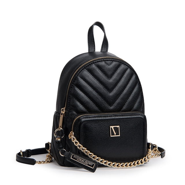 Victoria's Secret VS v Patrón De Cuero Pequeña Mochila Remache Cadena Decoración Mini Mujer Casual Bolsa Escolar