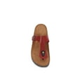 thumbnail image 4 of Women Soft Cork Footbed PU Leather Hook and Loop T Strap Flip Flops (PU Dark Red / 8 ), 4 of 4
