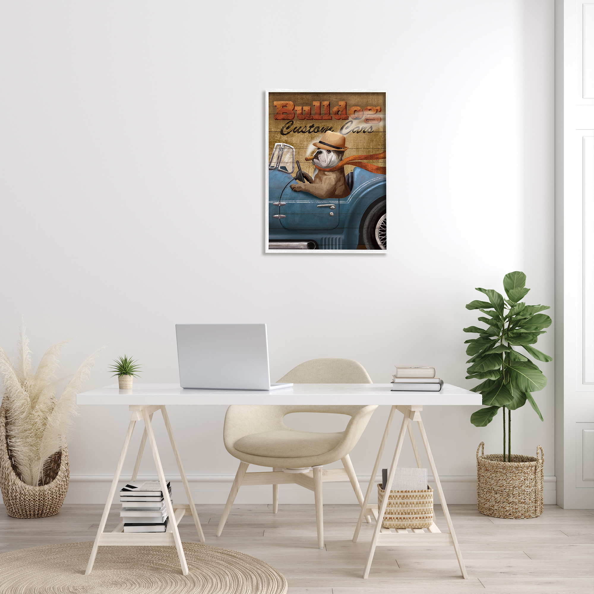 Stupell Industries Bulldog Custom Cars Sign Vintage Automobile Cigar Dog, 24 x 30, Design by Conrad Knutsen
