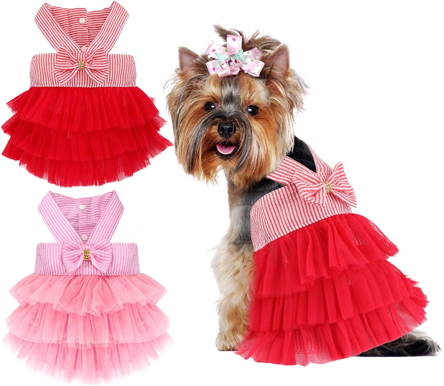 A Dog Birthday Princess Tutu Dress for Small Dogs Girl Adjustable Puppy Cat Birthday Party hat Cake Shaped 