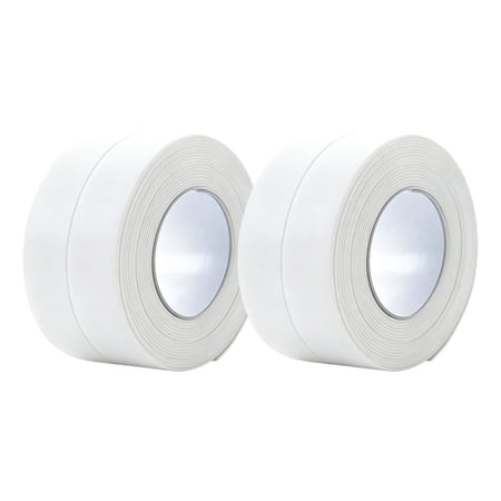 Caulk Strip PVC Self Adhesive Caulk Tape Peel and Stick Waterproof Seal Tape Sealing Waterproof Silicone Tape for Bathroom Bathtub Kitchen Toilet Wall Window 2 Roll 1.5 x 10.5Ft