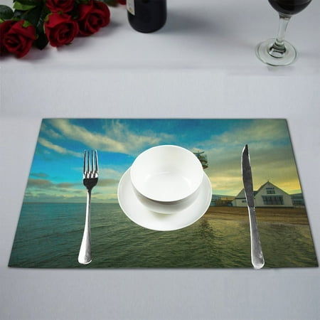 

MYPOP Lighthouse Seaside Scenery Table Placemat Food Mat 12x18 Inches Non Slip Table Mat