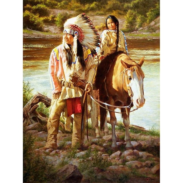Kits de pintura al óleo de indios por números DIY lienzo arte de pared imagen artesanía decoración del hogar Hugtrwg Para estrenar