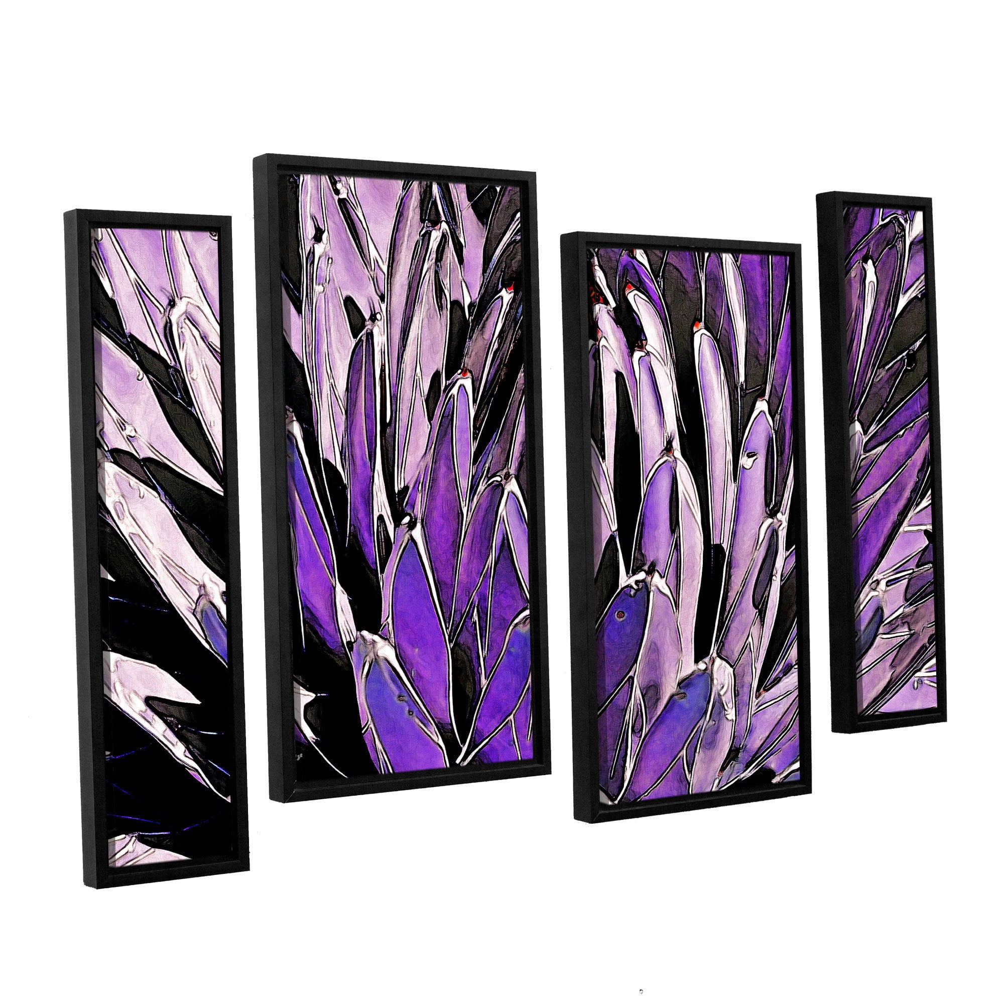 ArtWall Linda Parker "Queen Victoria Agave" 4-Piece Floater-framed Canvas Staggered Set