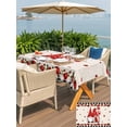 thumbnail image 4 of Outdoor Tablecloth with Umbrella Hole and Zipper, Valentines Day Rectangle Table Cloth 60x120 Inch Waterproof Tablecloth, Country Gnomes Love Rose Black White Plaid Picnic Table Cover for Patio, 4 of 7