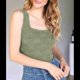 thumbnail image 4 of Tops Cortos de Tirantes Anchos con Cuello Cuadrado para Mujer, Tops Florales para Salir, Tops Cortos Ajustados con Ribete de Lechuga, Verde L, 4 of 6