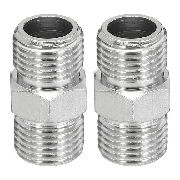 1/8 to 1/8 Air Brush Hose Adapter, 2PCS 1/8" BSP Male to 1/8" BSP Male Fitting Conversion Adapter Nipple Metal Connector