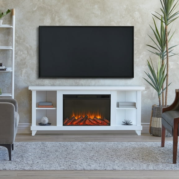 Real Flame 7770E Penrose 58" Wide 5,100 BTU  Electric Media Console Fireplace - White