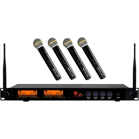 UPC: 0634343119190 | Nady DW-44 Quad Digital Wireless Handheld Microphone System with Four Fixed UHF Frequencies with QPSK Modulation