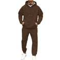 thumbnail image 2 of Hearthz Sweat Suits for Men 2 Piece Winter Fleece Hoodies and Cargo Sweatpants Set Drawstring Elastic Waisted Straight Leg Mens Sweat Set with Kangaroo Pocket, 2 of 7