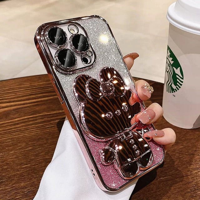 Folding Rabbit Mirror Bracket Case For Xiaomi Redmi Note 11 12 Pro Plus Turbo 12S 11S 10S 9S 10 9 Mi POCO X5 X3 NFC M4 Pro Cover