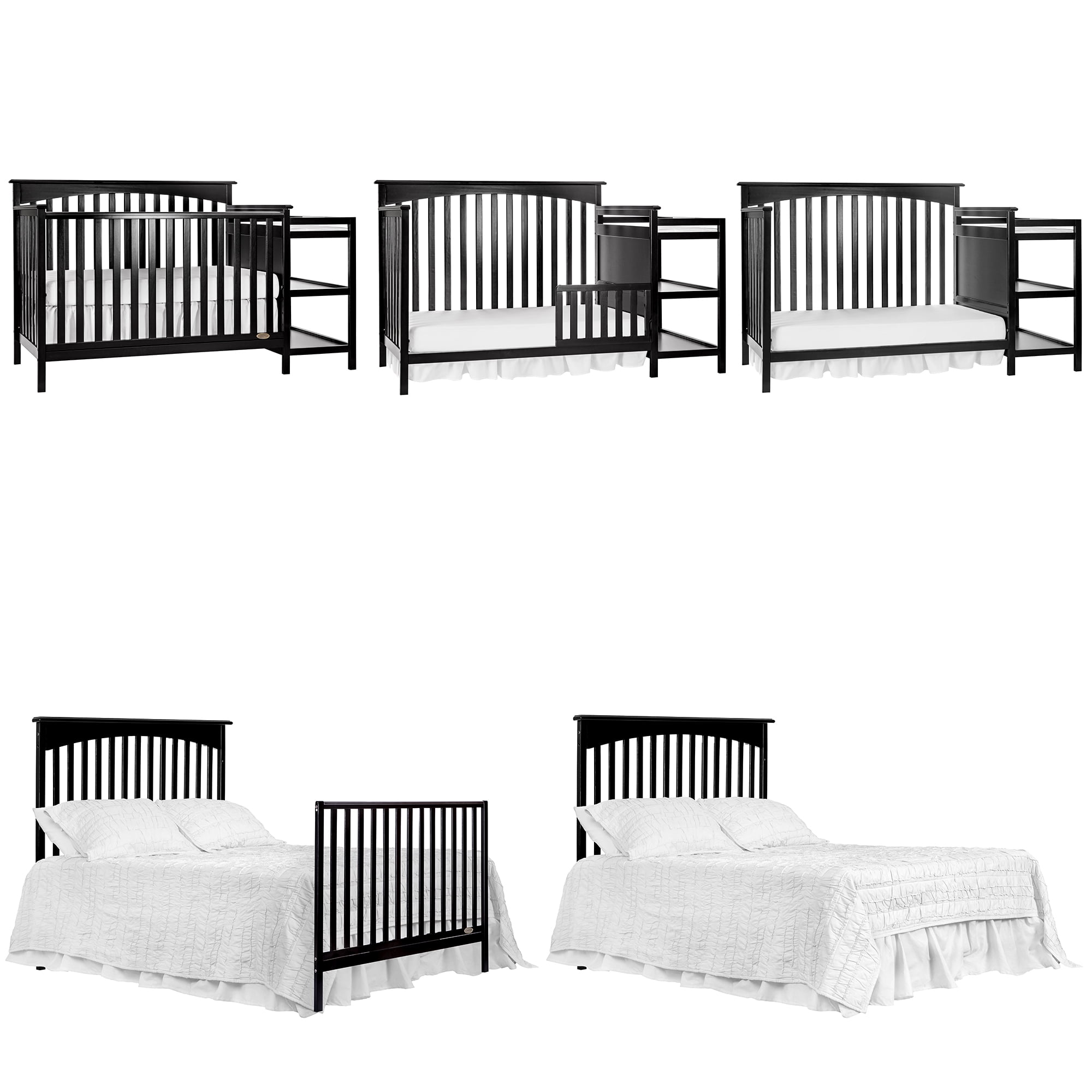 Dream On Me Chloe 5-in-1 Convertible Crib and Changer, Navy