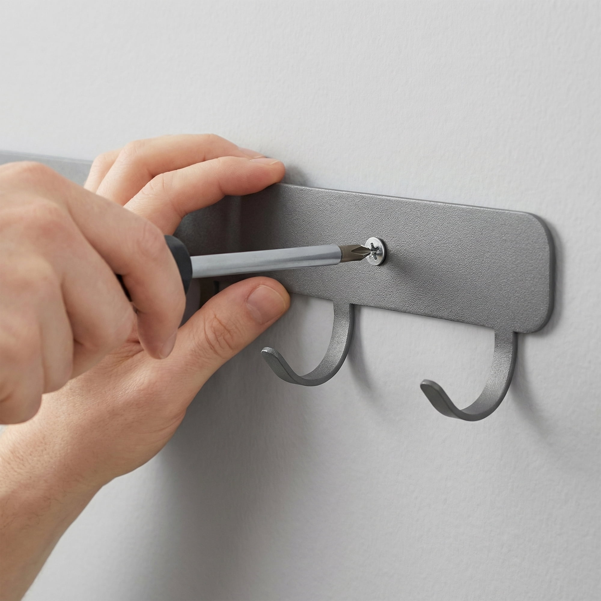 Unique Bargains Coat Rack Wall Mount Metal 6 Hooks Hat Rack for Entryway Bathroom Gray