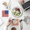 thumbnail image 1 of FMSHPON Independence Day Theme American Flag Set of 8 Coaster for Drinks, Absorbent Ceramic Stone Coasters Cup Mat with Cork Base for Home Kitchen Room Coffee Table Bar Decor, 1 of 4