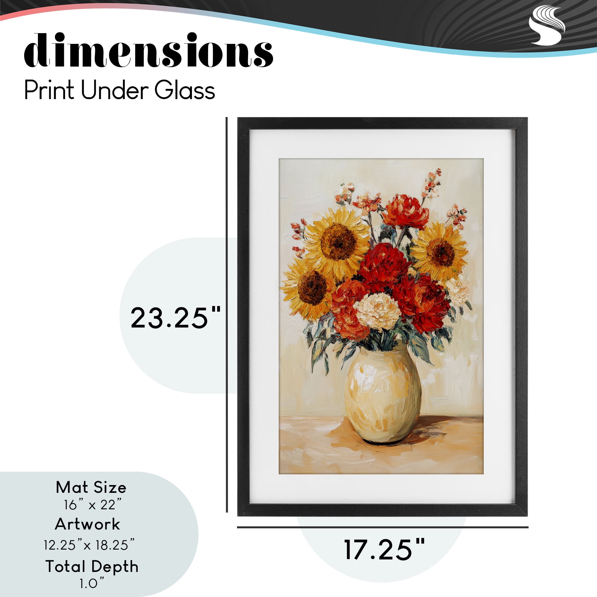 Charming Bouquet of Fall Black Framed Print Under Glass, design by Petal Prints Design