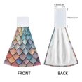 thumbnail image 3 of Yayeee Kitchen Hanging Hand Towels Set of 2 with Loop Bathroom Absorbent Tie Towel, Blue Art Pattern, 3 of 7
