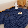 thumbnail image 7 of Mooreeke Chunky Knit Blanket 50"x60" Navy Blue Soft Washable Chenille Throw Blanket Cozy 100% Handmade Crochet Blankets with Jumbo Chenille Yarn for Couch Bed Sofa Room Decor, 7 of 7