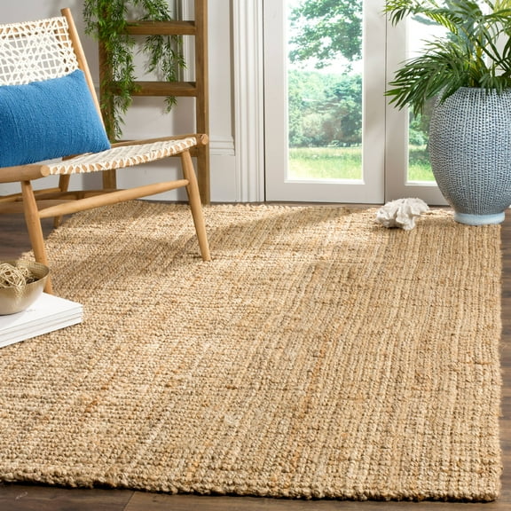 SAFAVIEH Natural Fiber Delmar Braided Jute Area Rug, Natural, 7' x 7' Square