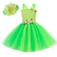 thumbnail image 5 of Vestido de tul con tutú de hada verde para niñas, para fiesta de cumpleaños infantil, disfraz de elfo de hada de las flores con alas de mariposa, vestidos de tul para niñas, 5 of 5