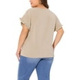 thumbnail image 4 of DARING DIVA Women's Plus Crew Neck Ruffle Blouse 2X Deep Apricot, 4 of 6
