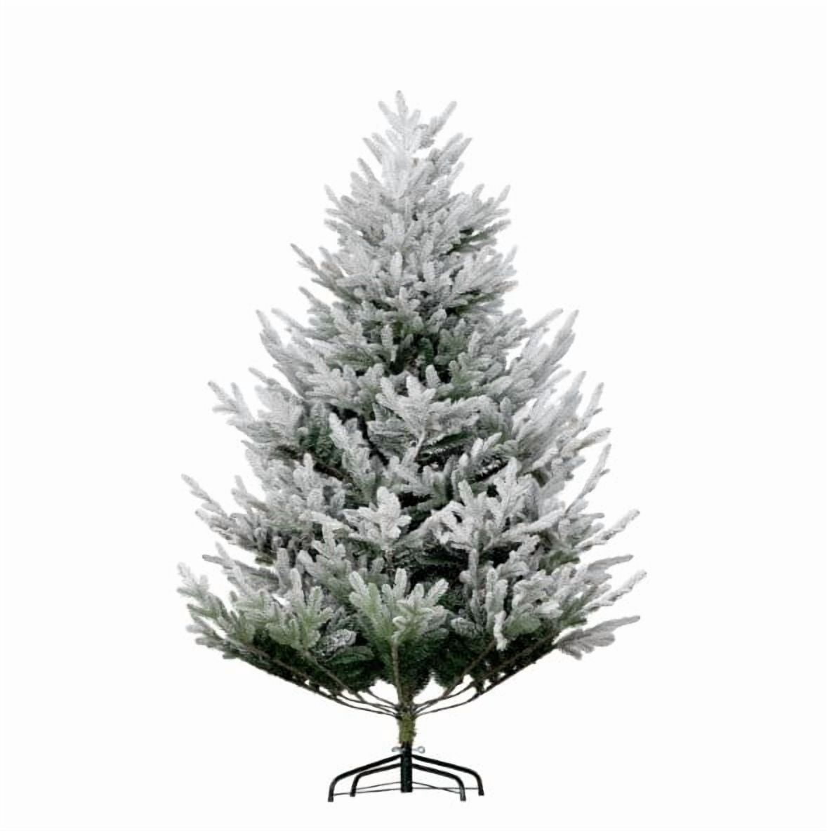 Flocked Hinged Xmas Tree, Artificial Christmas Tree with 795 Tips, Steel Base, Auto Open