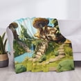 thumbnail image 3 of Naloa Cartoon Mushroom House Flannel Blankets - Thick and Warm Blanket for Winter, Soft Fuzzy Plush King Blanket for All Seasons50"x40", 3 of 6