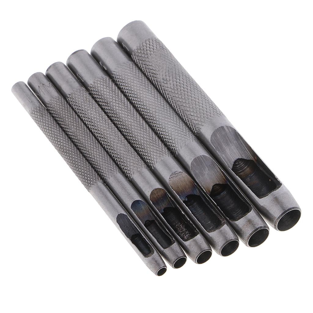 6pcs Steel Hole Hollow Punch DIY Set 3mm-8mm Leather Fabric Wood Crafts, Size: 6 Sizes, Silver
