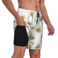 thumbnail image 2 of Honeii Bee Print Men's Swim Shorts,Mens Swim Trunks,Breathable Mesh Beach Shorts for Swimming,Surfing, and Beach Activities-Small, 2 of 6