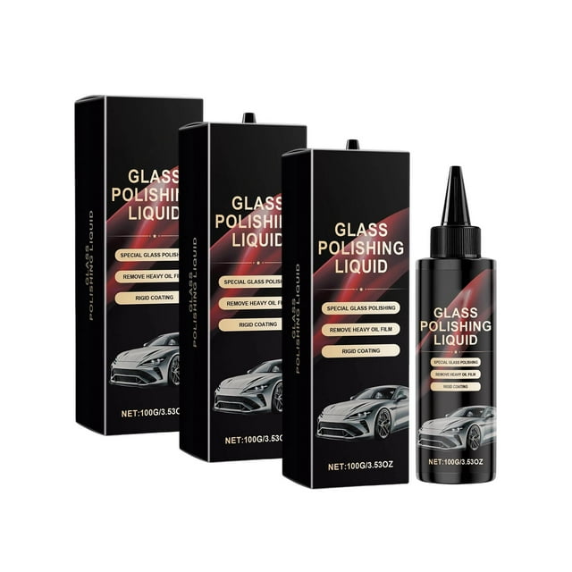 Deeceymbur 3Pcs Auto Glass Polish Water Spot Scratch Remover Cleaning Fluid for Windshield Windows Visibility Enhancement 3.53oz