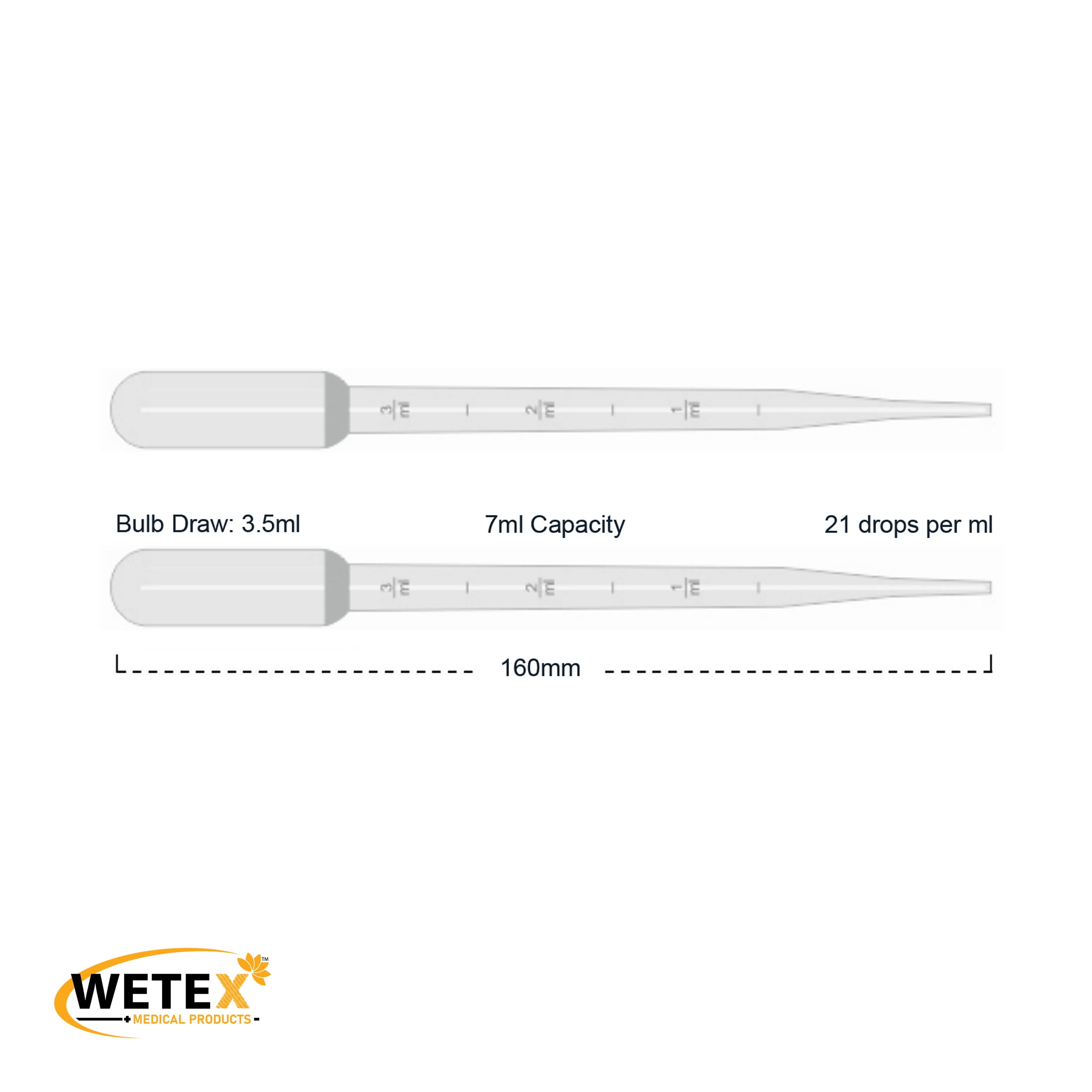 3000pcs Precision Disposable Transfer Pipettes - Calibrated Dropper for Science Laboratory (3-7ml), 30069