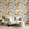 thumbnail image 2 of Watercolor Yellow Floral Wallpaper, Boho Farmhouse Floral peel and stick wallpaper, waterproof, Home Decor for Bedroom, Living Room, Bathroom, Kitchen Cabinet, Dorm Room 17.7 * 118 in, 2 of 8
