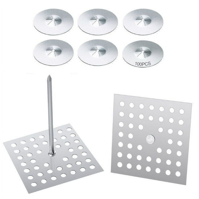 50 Pcs Perforated Insulation Pins, 2-1/2 Inch Insulating Nails and 1.5 Inch Self Locking Washers, Anti-aging Aluminum Insulation Fasteners for Wall and Ceiling