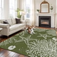 thumbnail image 2 of Sage Green Coastal Area Rugs 6'x9', Washable Small Throw Rugs for Kitchen Dining room, Starfish Coral Summer Beach Ocean Indoor Outdoor Rug Non-Slip Low Pile Carpet Runner Reversible Floor Mats, 2 of 8