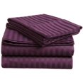 thumbnail image 1 of 400 Fil Compter Coton Égyptien Simple XL Feuille Ensemble Rayé Prune, 1 of 2