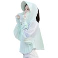 thumbnail image 2 of Mujeres ropa de protección solar zip up ligero gran ala protección solar con capucha camisa para senderismo al aire libre ciclismo, 2 of 8