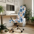 thumbnail image 3 of ZIATUBLES Desk Office Chair Slipcover Dust Proof Soft Computer Rotating Chair Covers Removable Home Office Chair Slipcover with Snap Button Stylish Furniture Protector Covers, S, Flower Blue Orange, 3 of 7