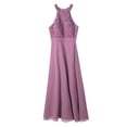 thumbnail image 4 of Aislor Women's Halter Chiffon Long Bridesmaid Dress Lace Floral Evening Formal Party, 4 of 7