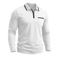thumbnail image 5 of Busydd Quarter Zip Pullover Men Casual Solid Color Long Sleeve Shirts Trendy Comfortable Lapel Shirts for Men with Chest Pocket M, 5 of 7