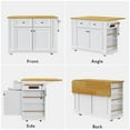 thumbnail image 5 of 48inch Large Kitchen Island with 2 Bar Stools, Power Outlet, Door Internal Storage Rack, Kitchen Storage Cart on 5 Wheels with Drop Leaf, 5 Open Side Racks, 2 Drawers,for Kitchen,Dining Room,White, 5 of 9
