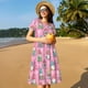 thumbnail image 4 of Balery pink Holiday Joy Vestidos sueltos de manga corta para mujer, vestidos de verano 2025, vestidos casuales de corte A con vuelo., 4 of 6
