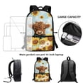 thumbnail image 6 of Uorisanigo Baby Highland Cow Sunflower Kids Back Pack Lightweight School Bankpack for Boy Girl 5-12 Year School Bag with Water Bottle Pockets Preschool Elementary Kindergarten Bookbag, 6 of 6