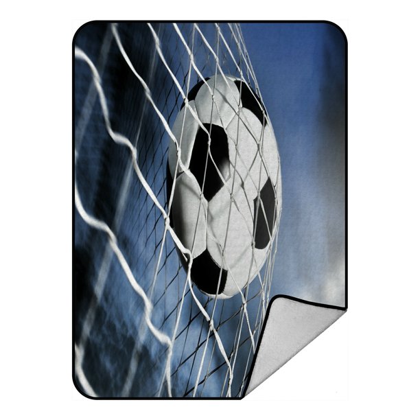 ABPHQTO Soccer Ball Fleece Blanket Fleece Back Throw Blanket 58x80 Inch