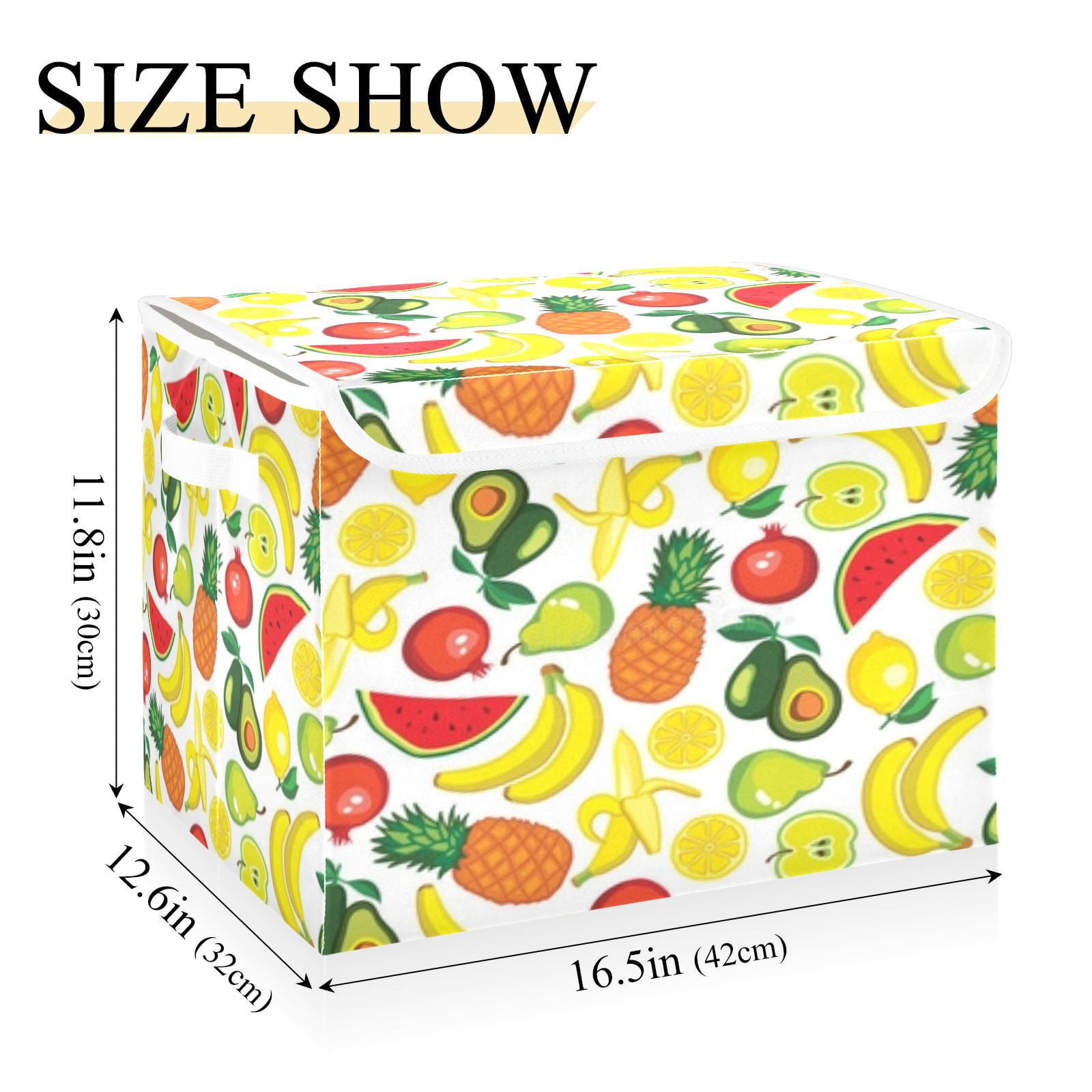 Colorful vibrant fruit pattern Foldable Kids Toy Chest with Flip-Top Lid, Collapsible Fabric Toy Storage Organizer/Bin/Box/Basket/Trunk for Toddler