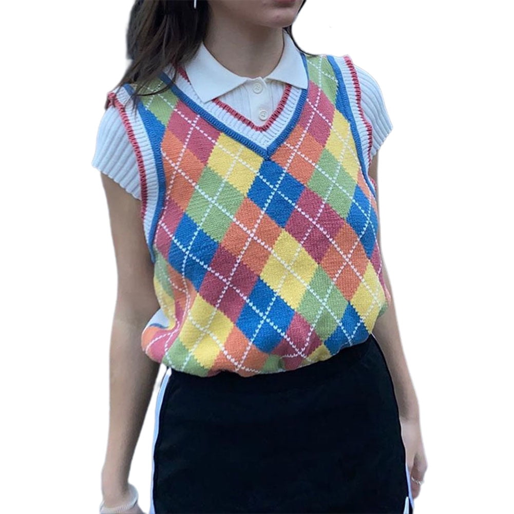 rainbow argyle sweater vest
