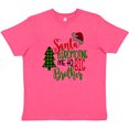 thumbnail image 3 of Inktastic Santa is Promoting Me to Big Brother Green Plaid Tree Youth T-Shirt, 3 of 5