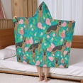 thumbnail image 5 of German Shepherd Dog and Flower Hooded Bath Towel，50"x30" for Ages 3 To 12 Kids, Quick Dry Lightweight Soft Microfiber Hood Beach Towel Cover Up for Kids, 5 of 7