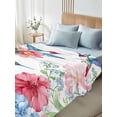 thumbnail image 4 of Watercolor Hummingbird Twim XL Size Flat Sheet, Wrinkleproof & Fadeproof Cooling Flat Bed Sheet Only, Colorful Pink Blue Flowers Breathable Soft Bedding Top Sheets 66 x 102 Inches, 4 of 8