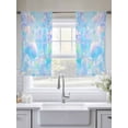 thumbnail image 4 of Blue Pink Mshroom Sheer Curtains 54 Inch Length 2 Panels Set, Contemporary Botanical Butterfly Art Voile Window Treatment Rod Pocket Short Kitchen Curtains Drapes for Bedroom 52"x54"x2, 4 of 7
